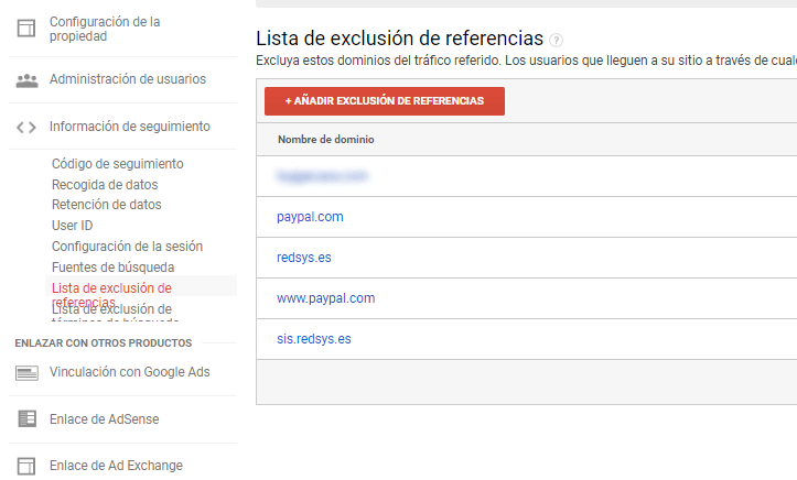 Exclusión de tráfico de referencia - Plataformas de pago