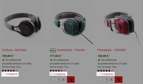 Comparación de productos