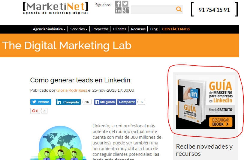 Call to action en un blog Call to action en un blog