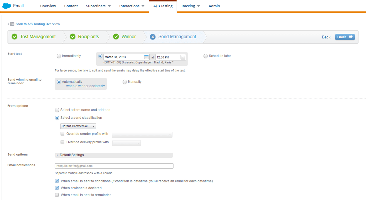 Gestión de envío de email en Salesforce Marketing Cloud