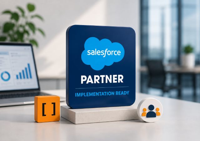 Sello Salesforce Partner Implementation Ready junto al logo de MarketiNet